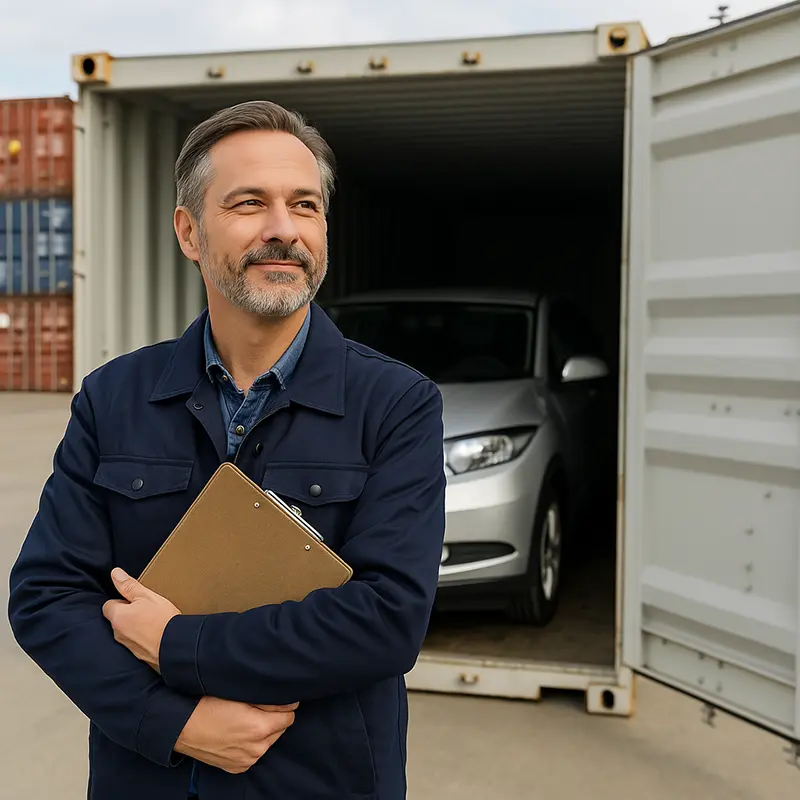 Auto Export Karlsruhe - Autos werden in Container gestellt.